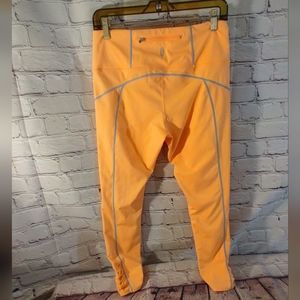 Free People Orange Active Ruched Cuff Leggings Reflective Large